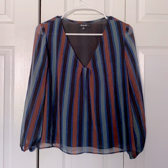 Madewell Tops - Madewell blue, gray, brown, and black strip blouse